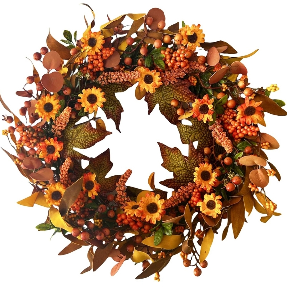 Fall Wreath Centerpiece Autumn Halloween Thanksgiving Holiday Decor Brand New